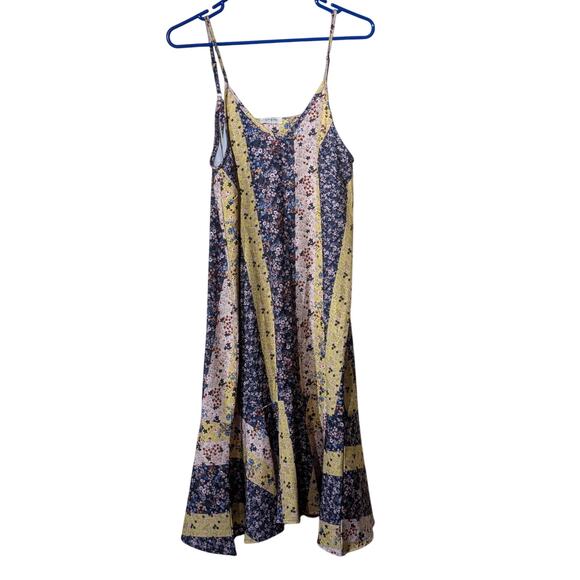 Umgee Calico Yellow Navy Stripe W/ Adjustable Straps Midi Sundress Sz S - Picture 8 of 9